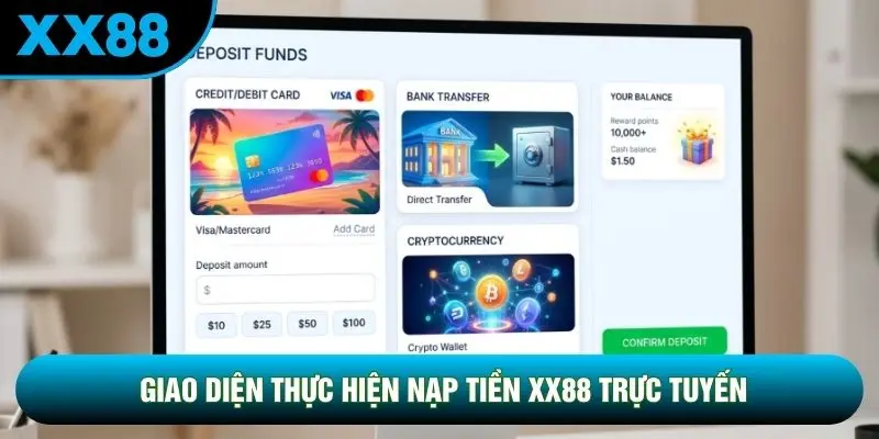 Giao diện thực hiện nạp tiền XX88 trực tuyến Giao diện thực hiện nạp tiền XX88 trực tuyến