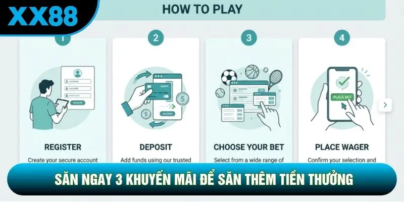 Săn ngay 3 khuyến mãi để săn thêm tiền thưởng