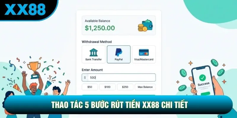 Thao tác 5 bước rút tiền XX88 chi tiết Thao tác 5 bước rút tiền XX88 chi tiết